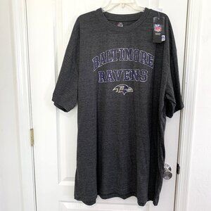 Baltimore Ravens T-Shirt Majestic NFL Football Gray Men’s Big & Tall Size 3XT